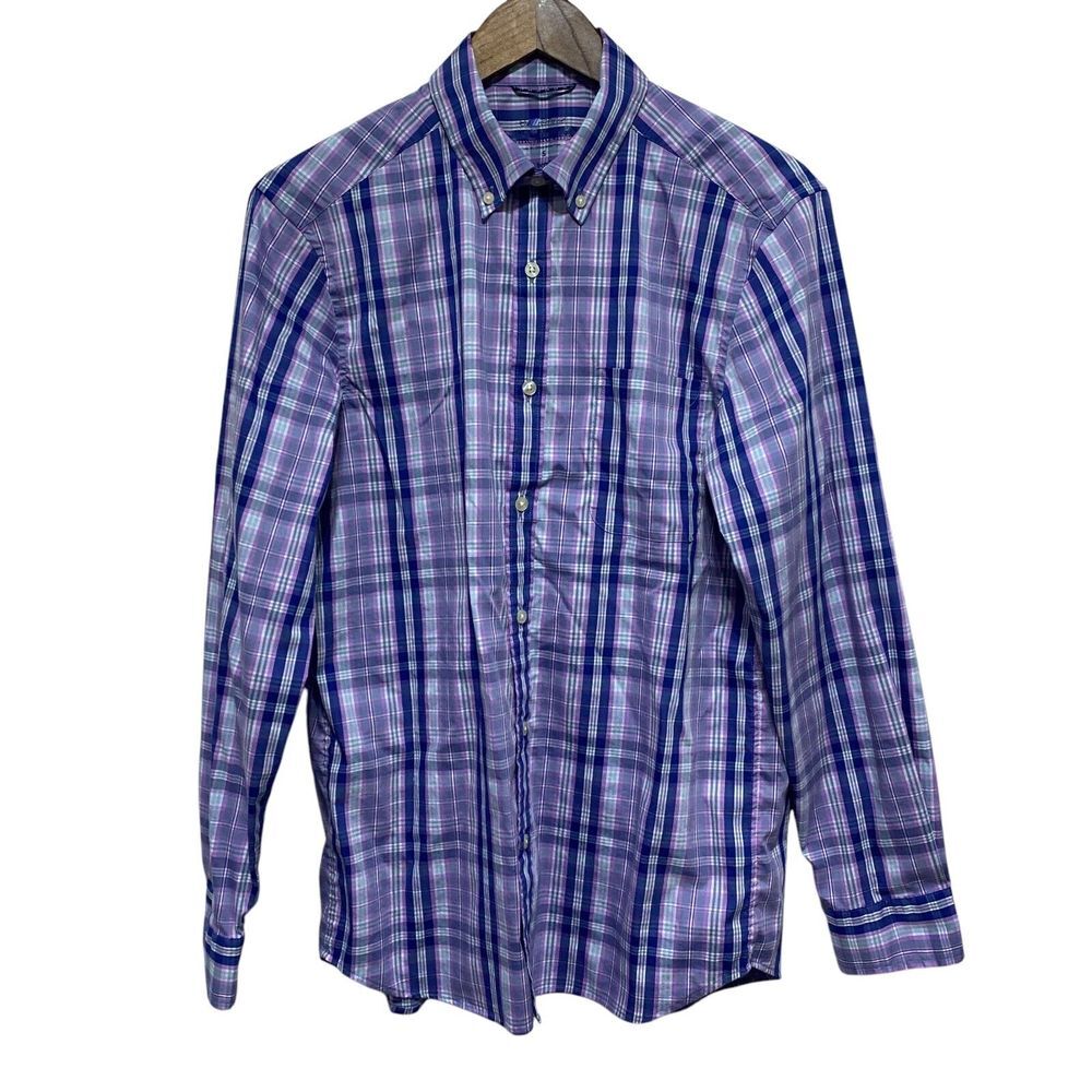 Vineyard Vines Shirt Mens S Purple Plaid OTG One The Go Performance Button Up